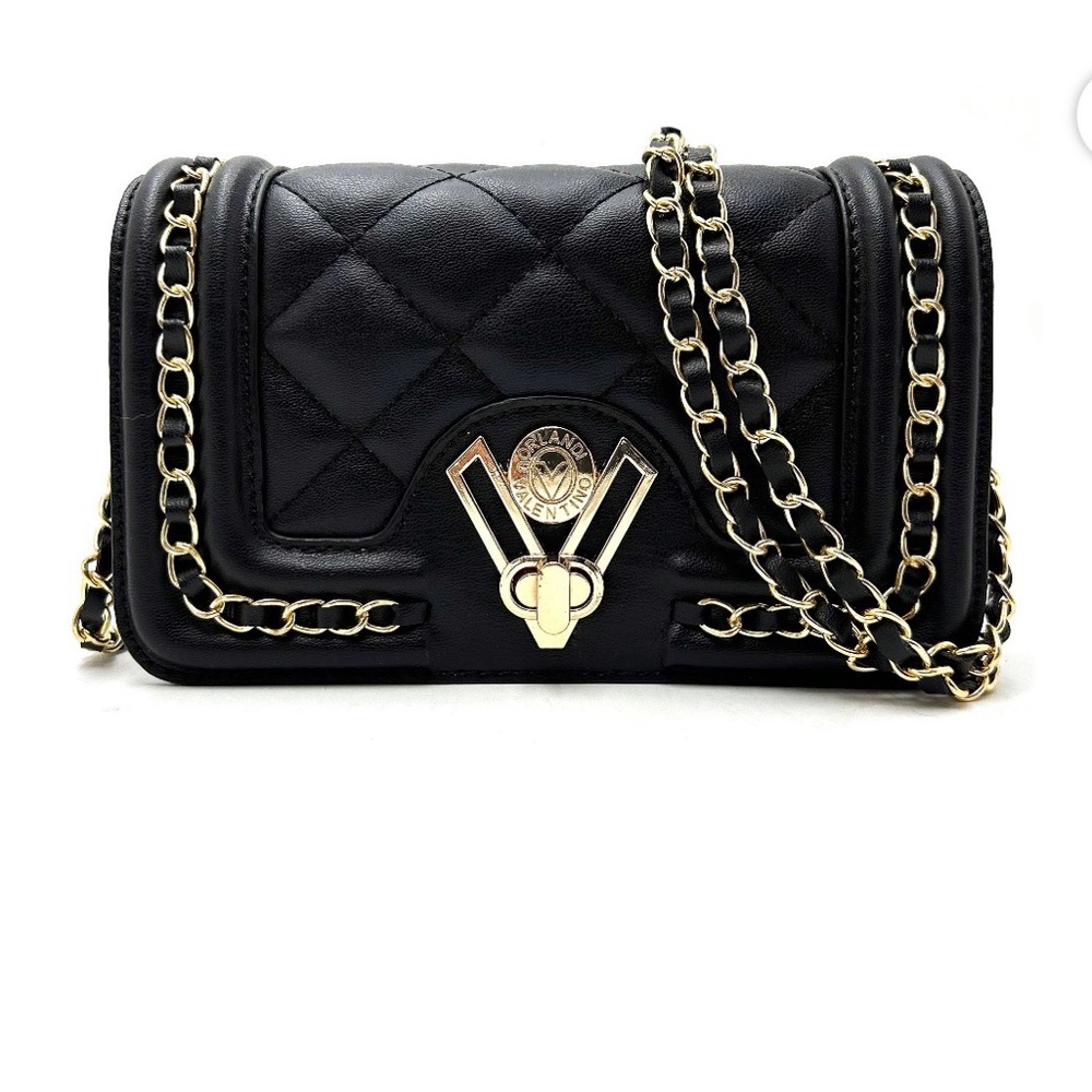 Valentino Orlandi black quilted crossbody bag